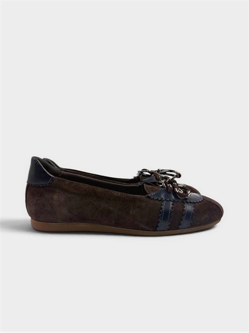 Ballerine camoscio abrasivato testa di moro e blu IL LACCIO | 94CAMOSCIO/ABRASIVATOT.MORO/BLU